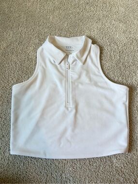 Abercrombie & Fitch YPB White collared zip tank polo